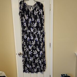 Lane Bryant Black Maxi Dress with Lavender and White Floral Print